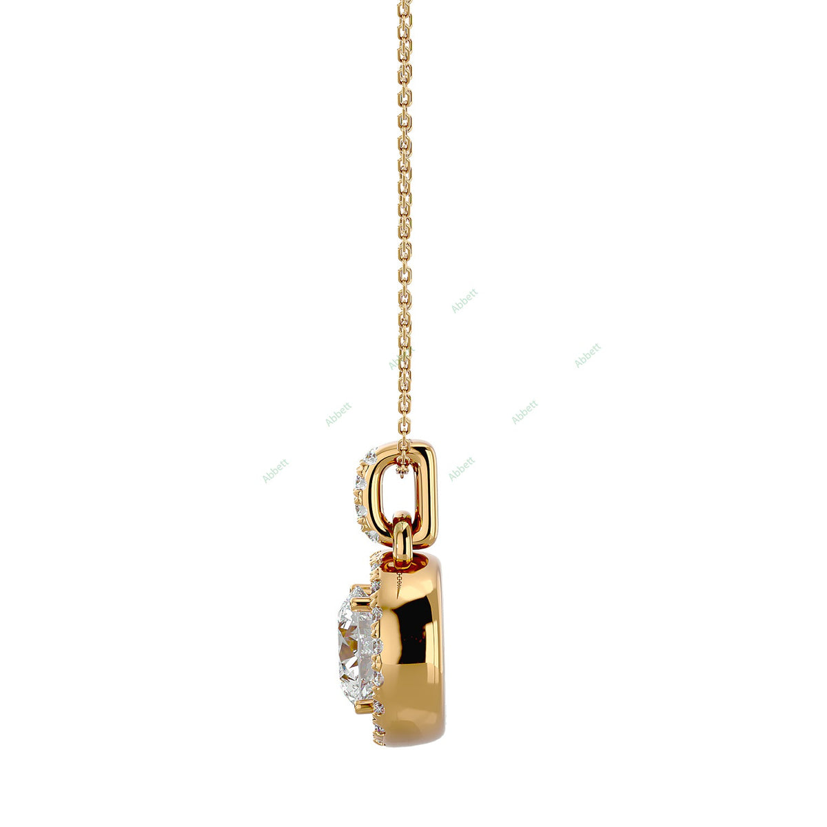 Round lab-grown diamond halo pendant necklace with 1.51ct total diamonds - PEHA038