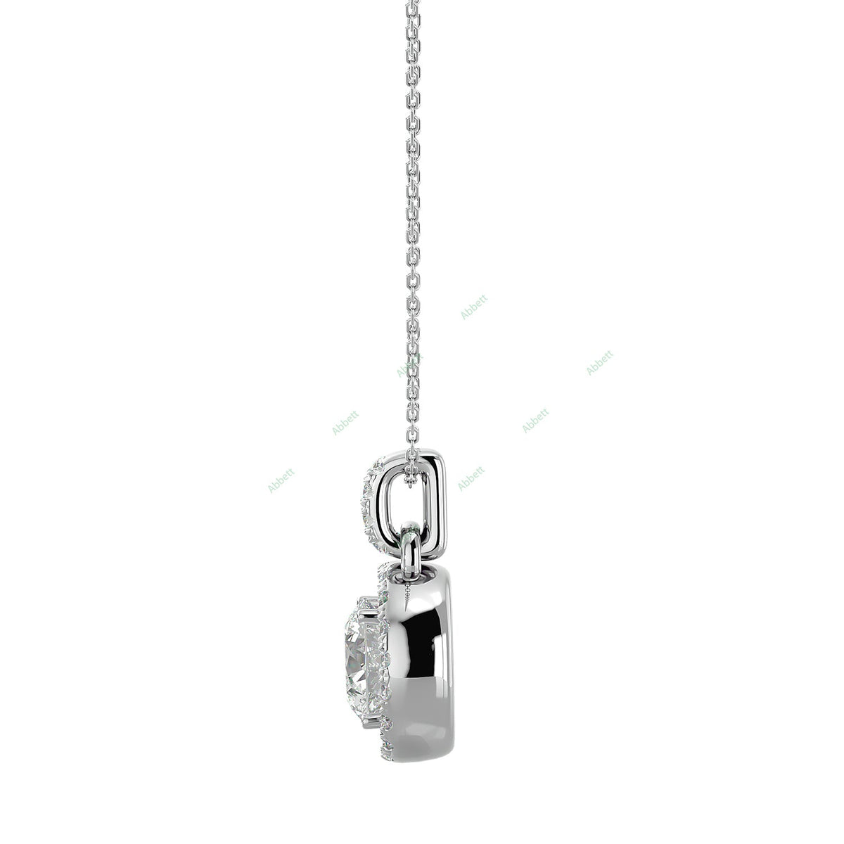 Round lab-grown diamond halo pendant necklace with 1.51ct total diamonds - PEHA038