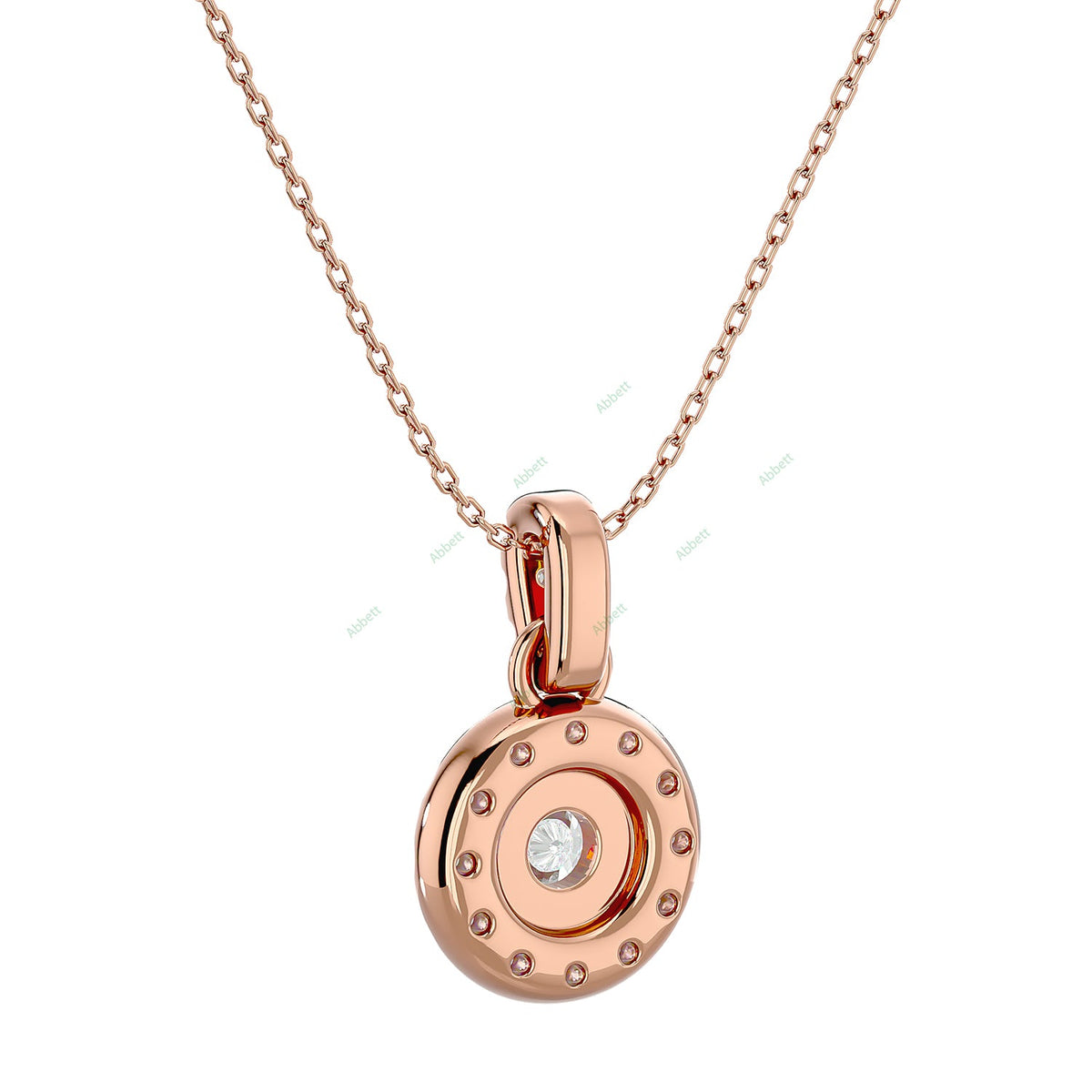 Round lab-grown diamond halo pendant necklace with 1.52ct centre stone - PEHA039