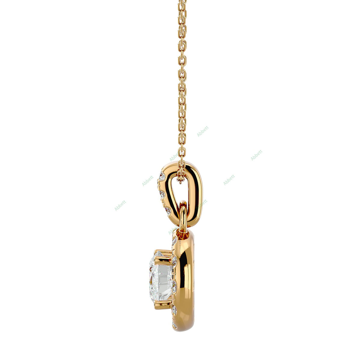 Round lab-grown diamond halo pendant necklace with 1.52ct centre stone - PEHA039