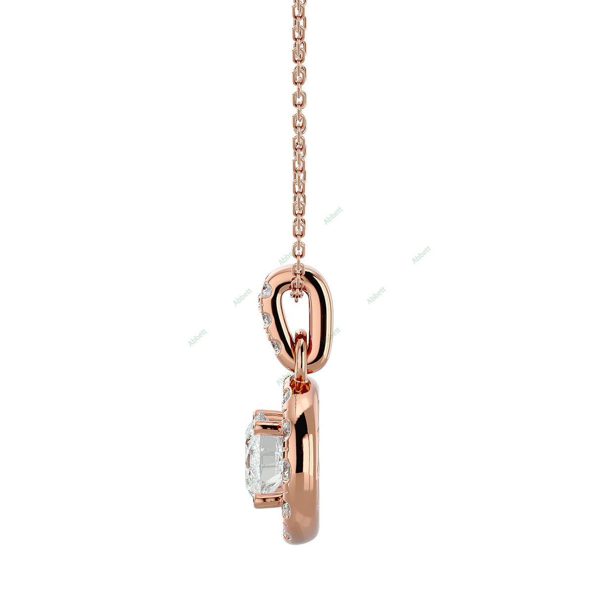 Round lab-grown diamond halo pendant necklace with 1.52ct centre stone - PEHA039