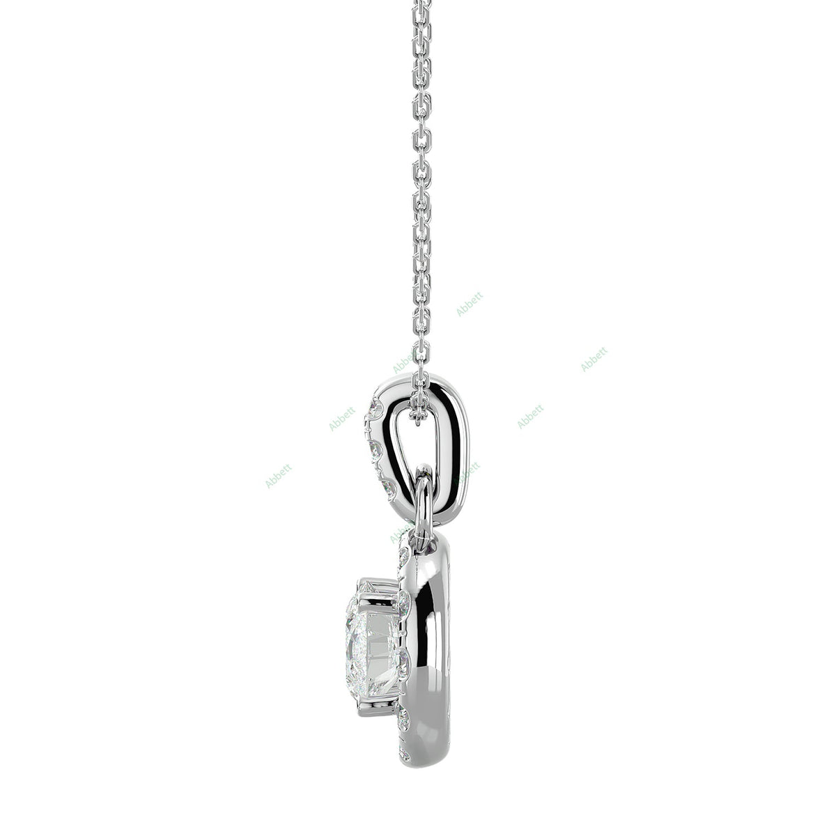 Round lab-grown diamond halo pendant necklace with 1.52ct centre stone - PEHA039