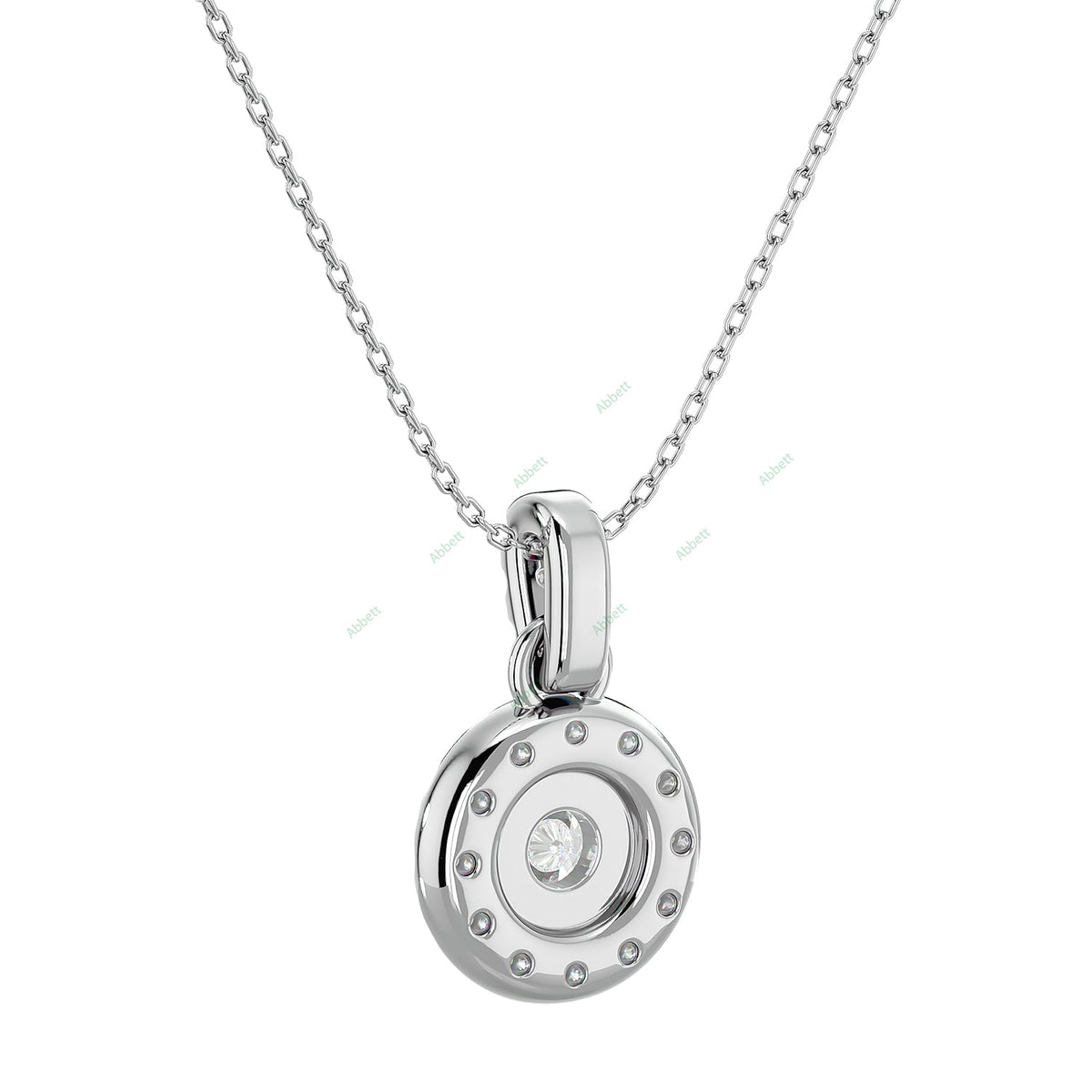 Round lab-grown diamond halo pendant necklace with 1.52ct centre stone - PEHA039