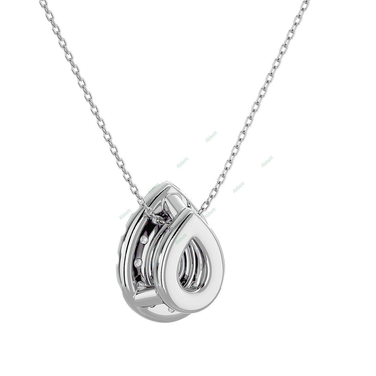 Pear lab-grown diamond halo pendant necklace in gold and platinum - PEHA041