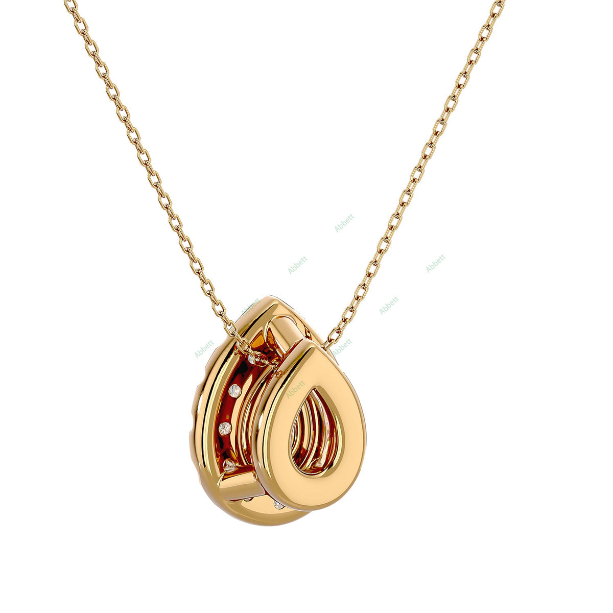 Pear lab-grown diamond halo pendant necklace in gold and platinum - PEHA041