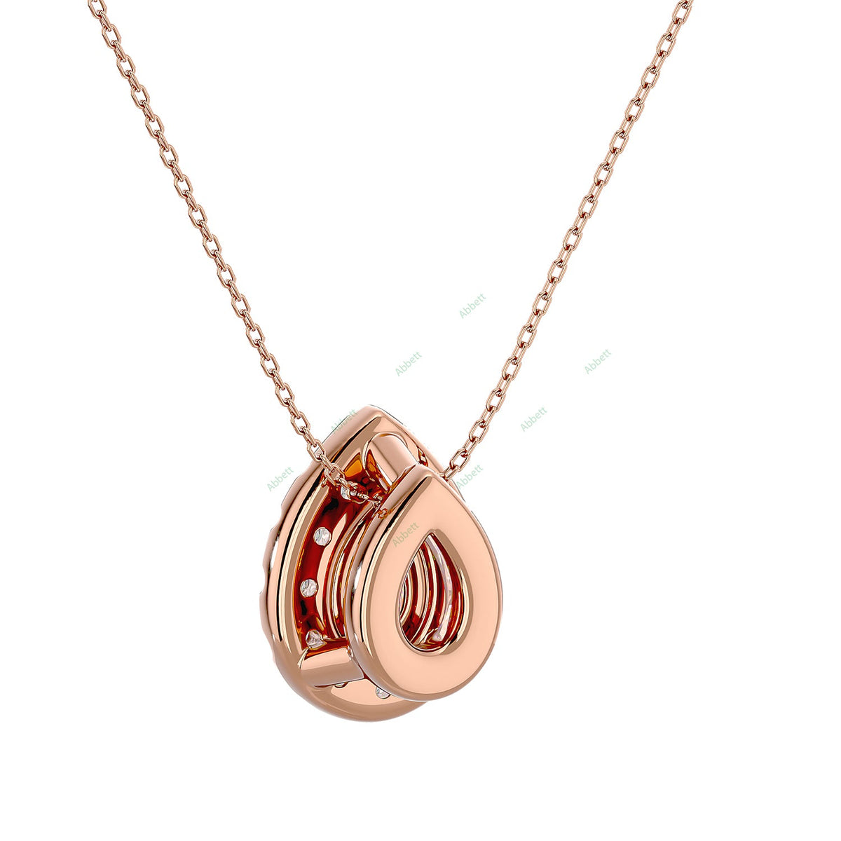 Pear lab-grown diamond halo pendant necklace in gold and platinum - PEHA041