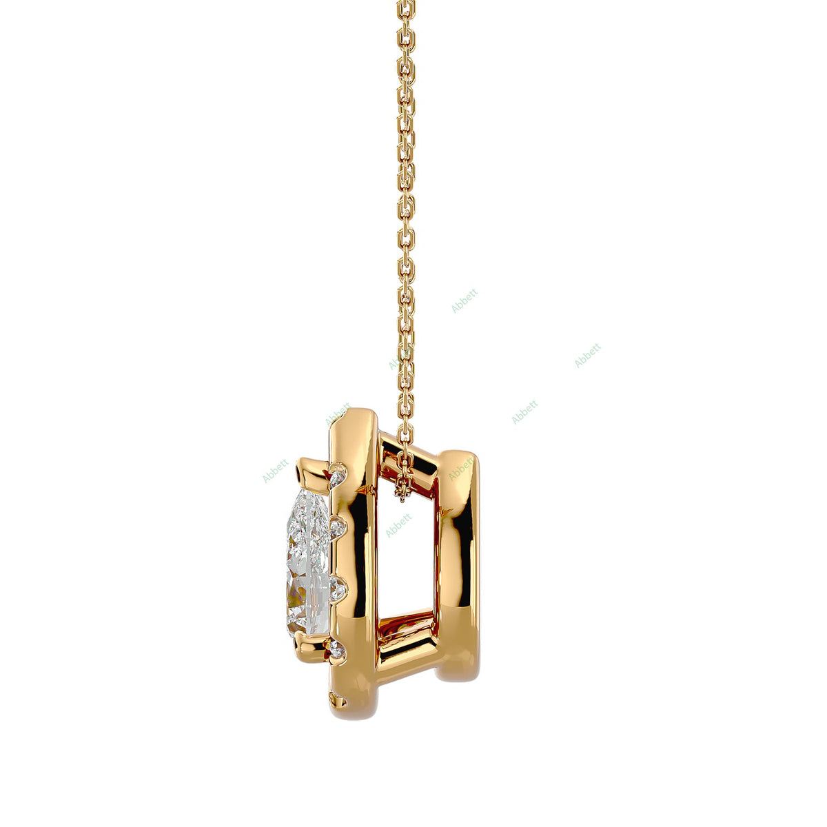 Pear lab-grown diamond halo pendant necklace in gold and platinum - PEHA041