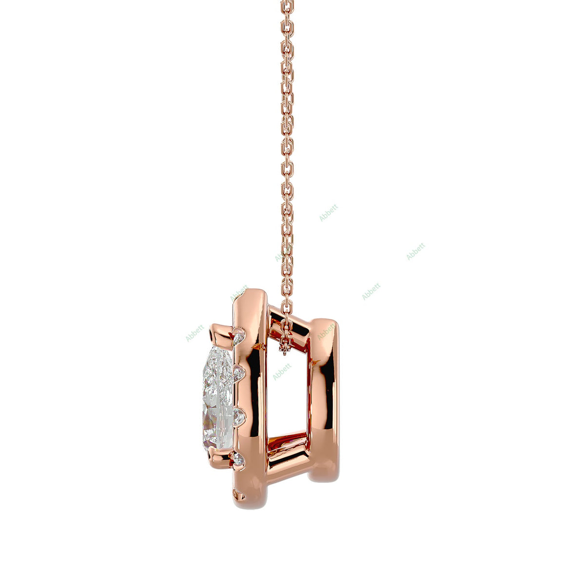 Pear lab-grown diamond halo pendant necklace in gold and platinum - PEHA041