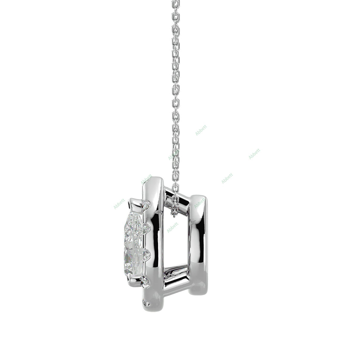Pear lab-grown diamond halo pendant necklace in gold and platinum - PEHA041