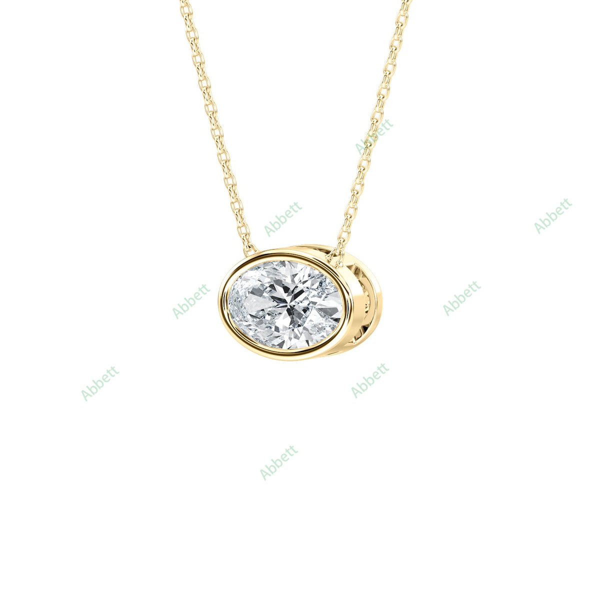 Bezel, East West Solitaire Pendant PESO023