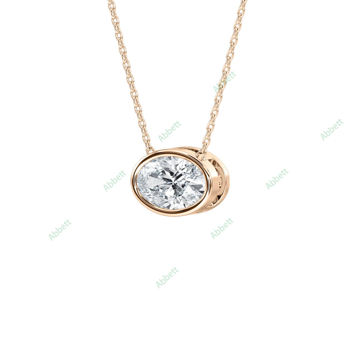 Bezel, East West Solitaire Pendant PESO023
