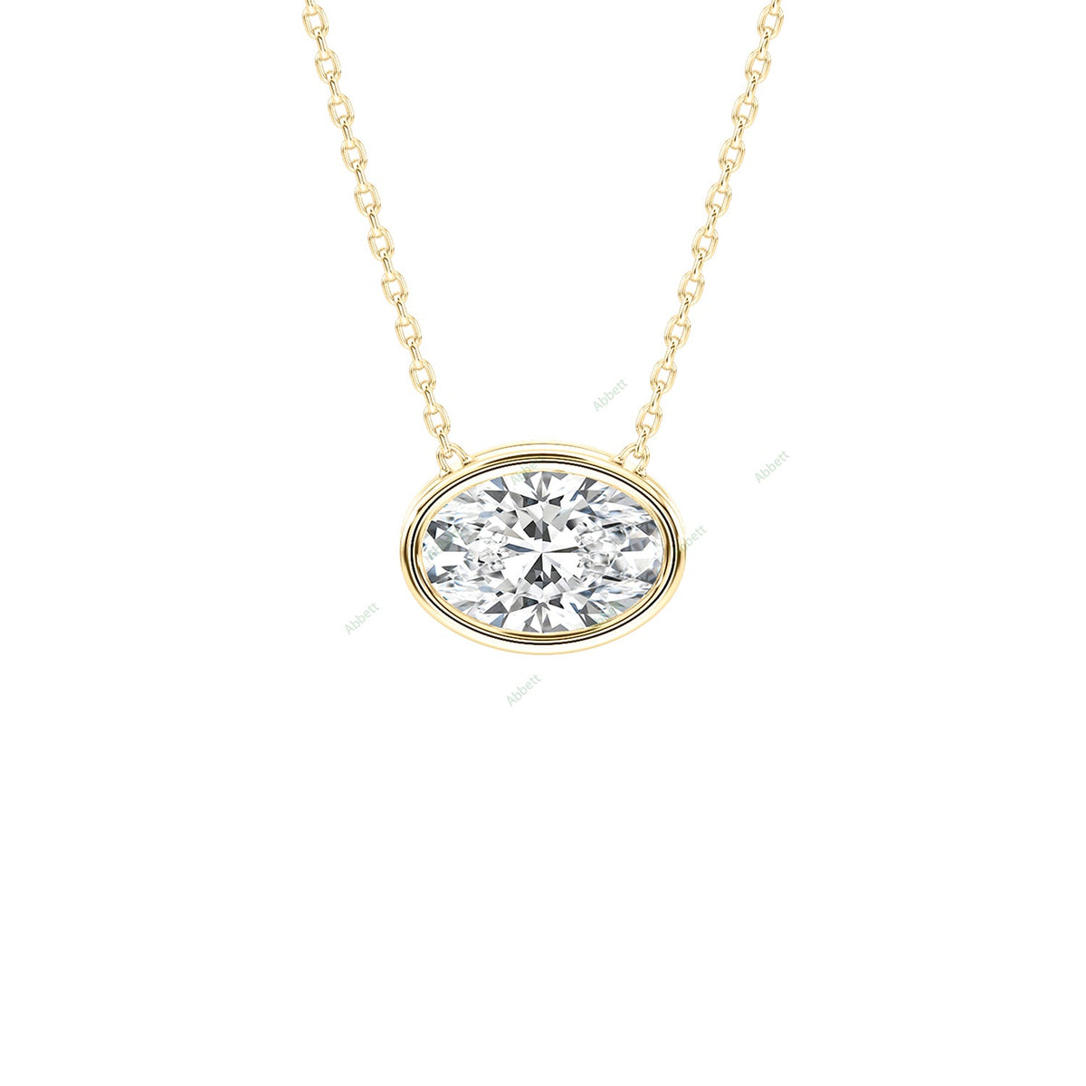 Bezel, East West Solitaire Pendant PESO023