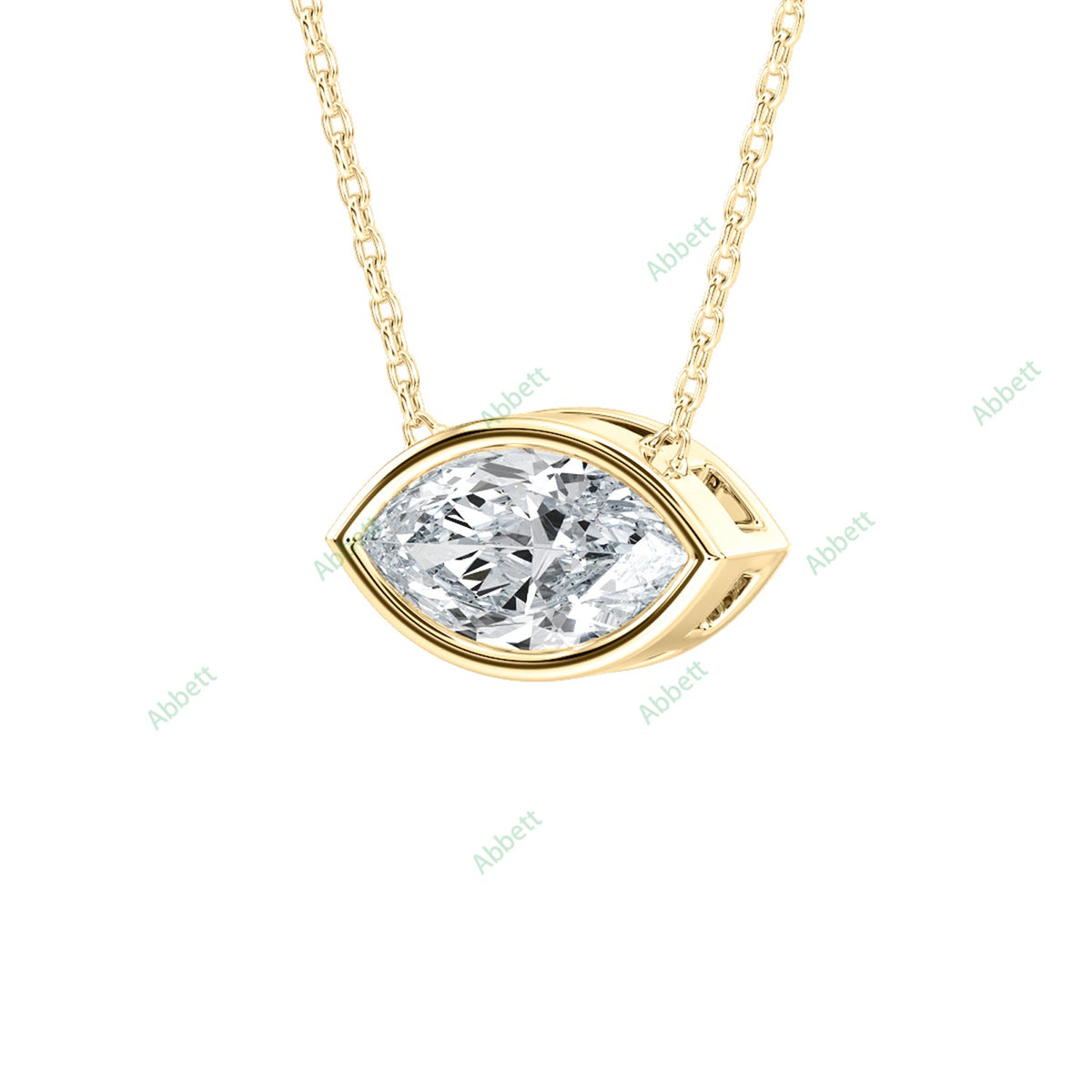 Bezel, East West Solitaire Pendant PESO025