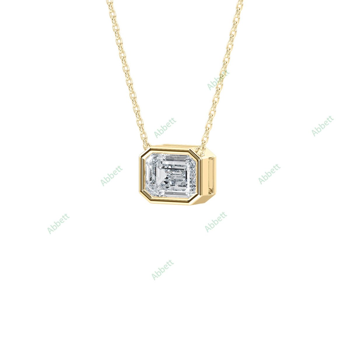 Bezel, East West Solitaire Pendant PESO026
