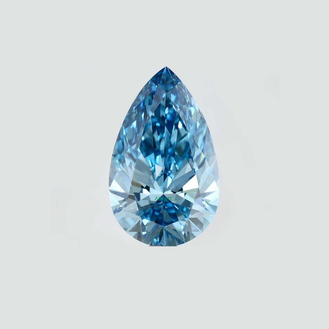 Pear lab grown blue diamond