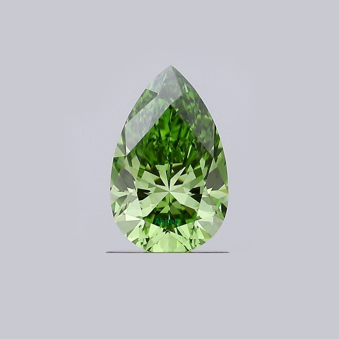 Pear lab grown green diamond