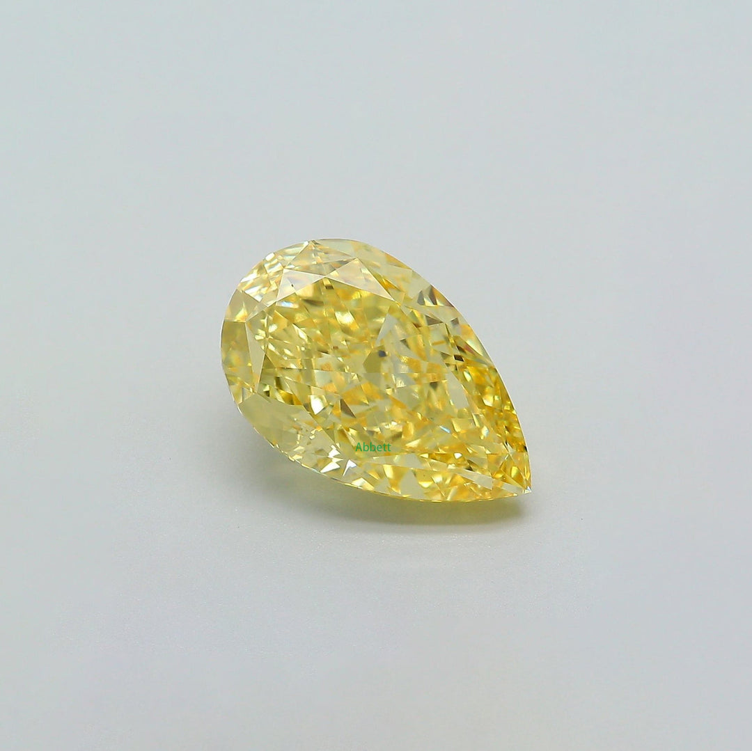 Pear lab grown yellow diamond