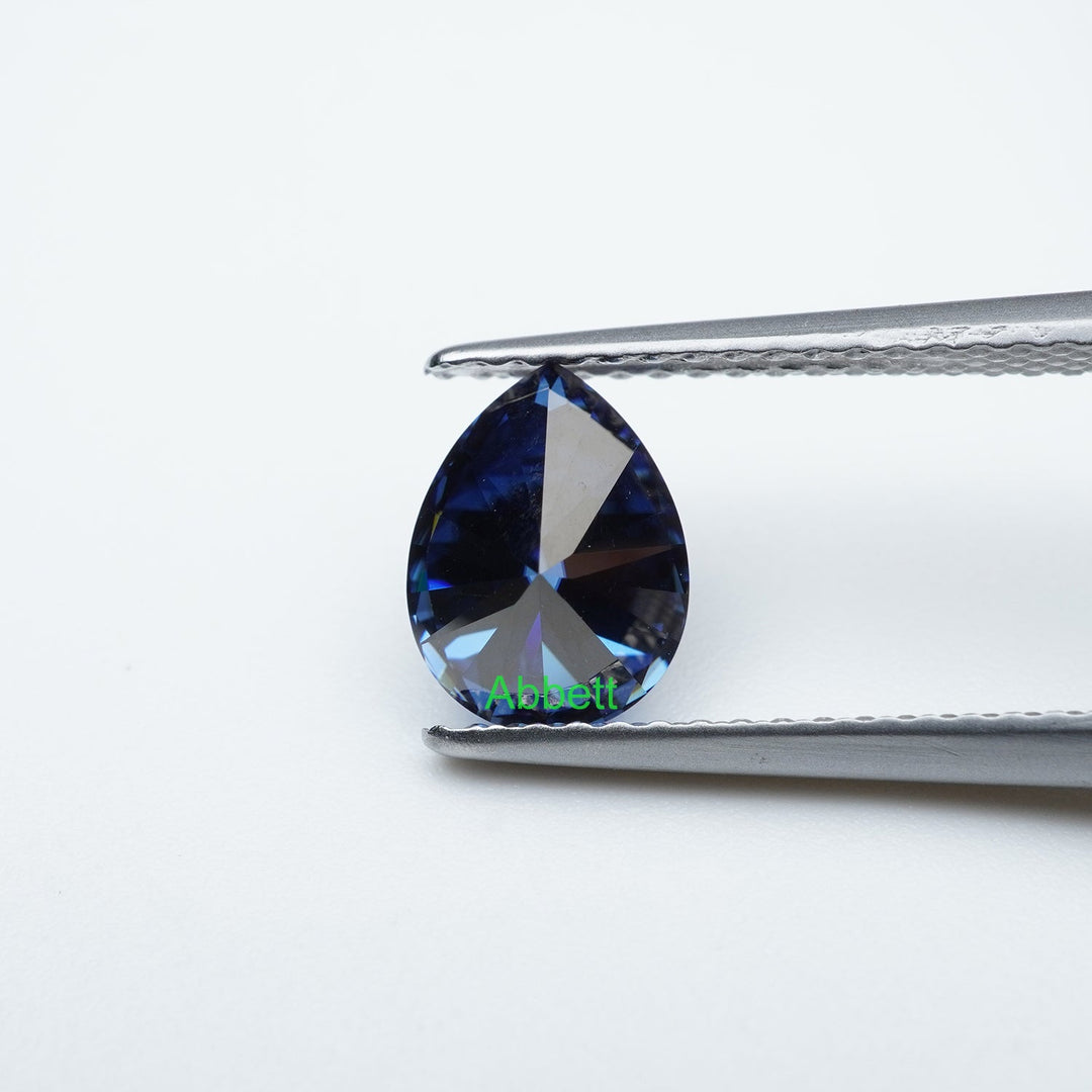 Pear blue moissanite