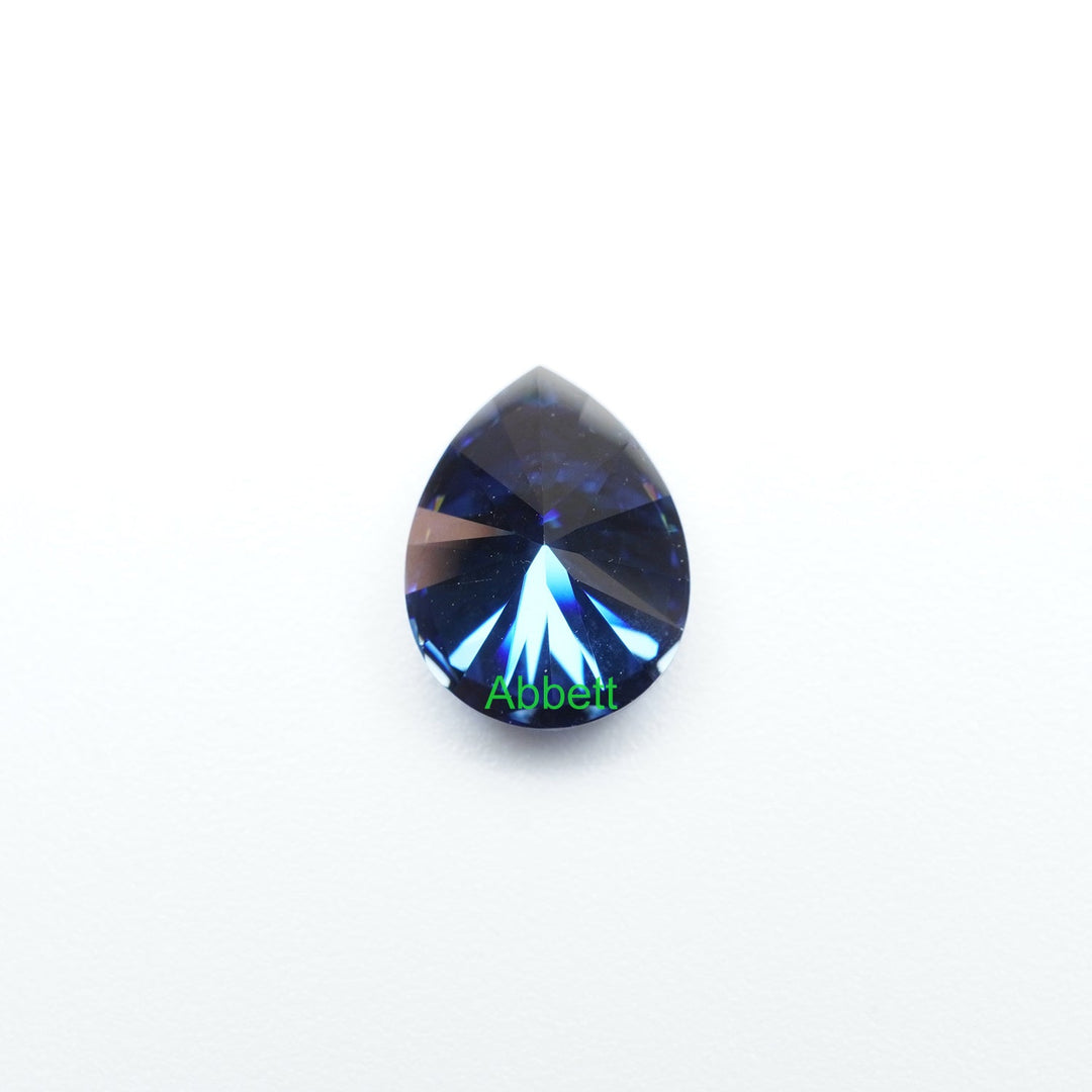 Pear blue moissanite