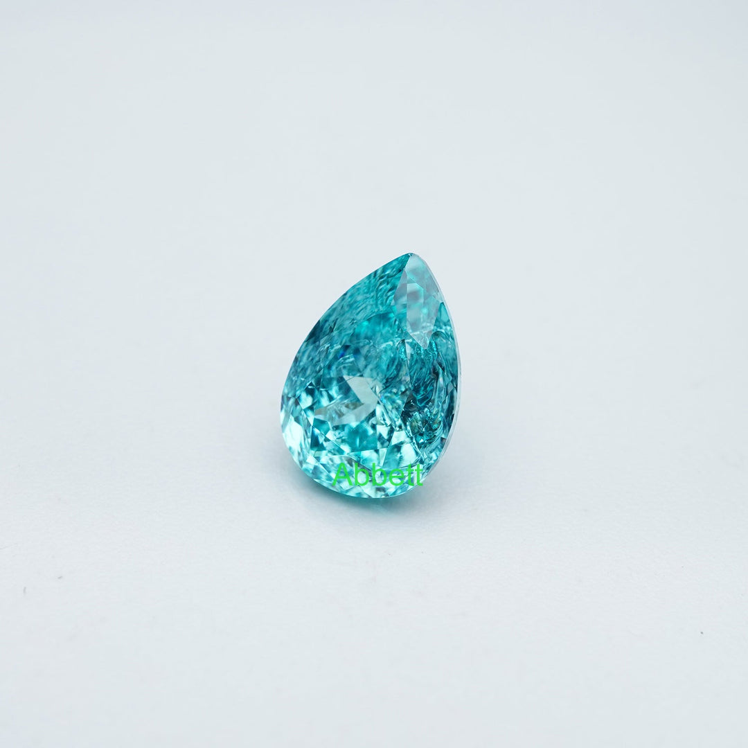 Pear lab grown Paraiba YAG ice crush