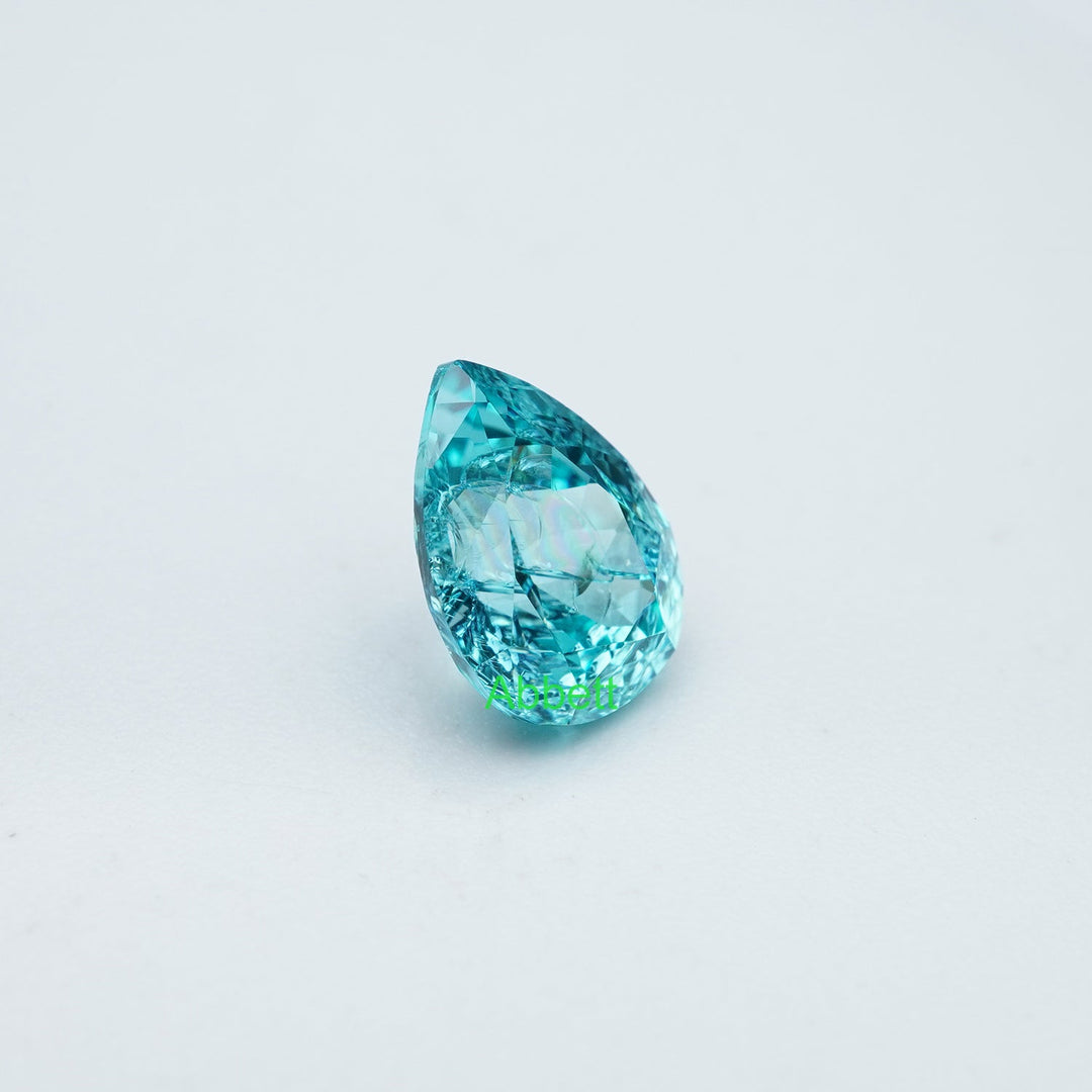 Pear lab grown Paraiba YAG ice crush