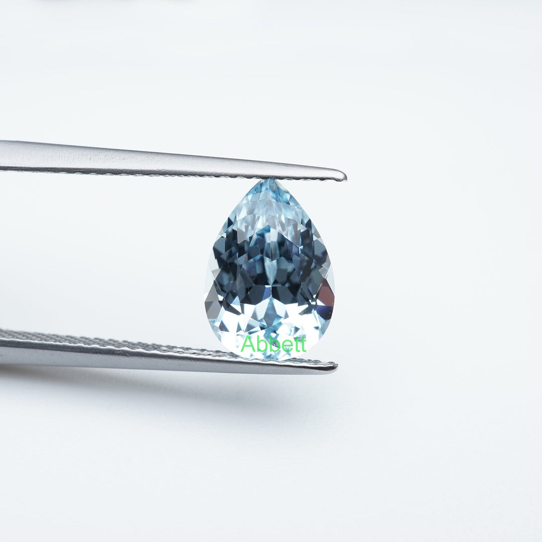 Pear lab grown aqua sapphire