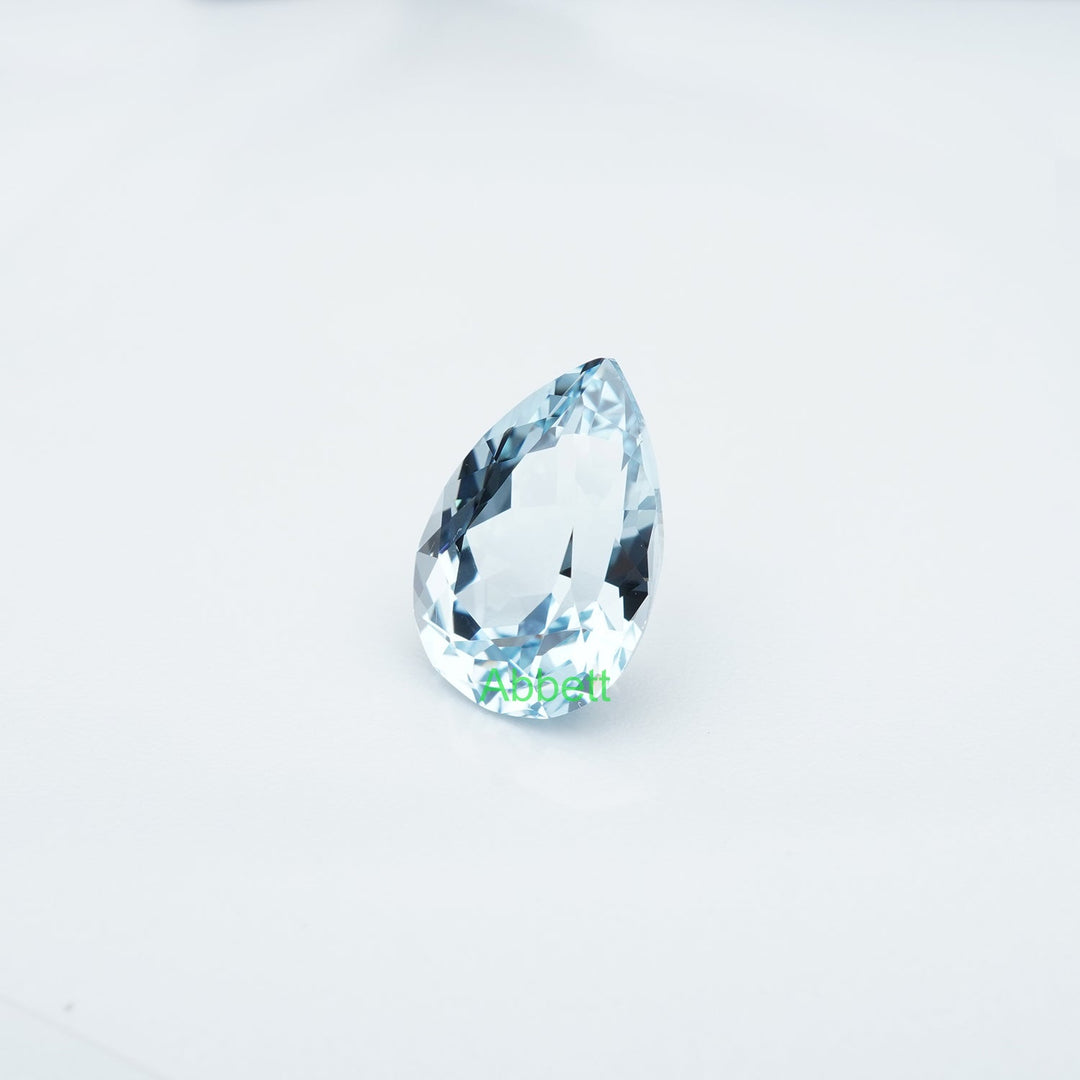 Pear lab grown aqua sapphire