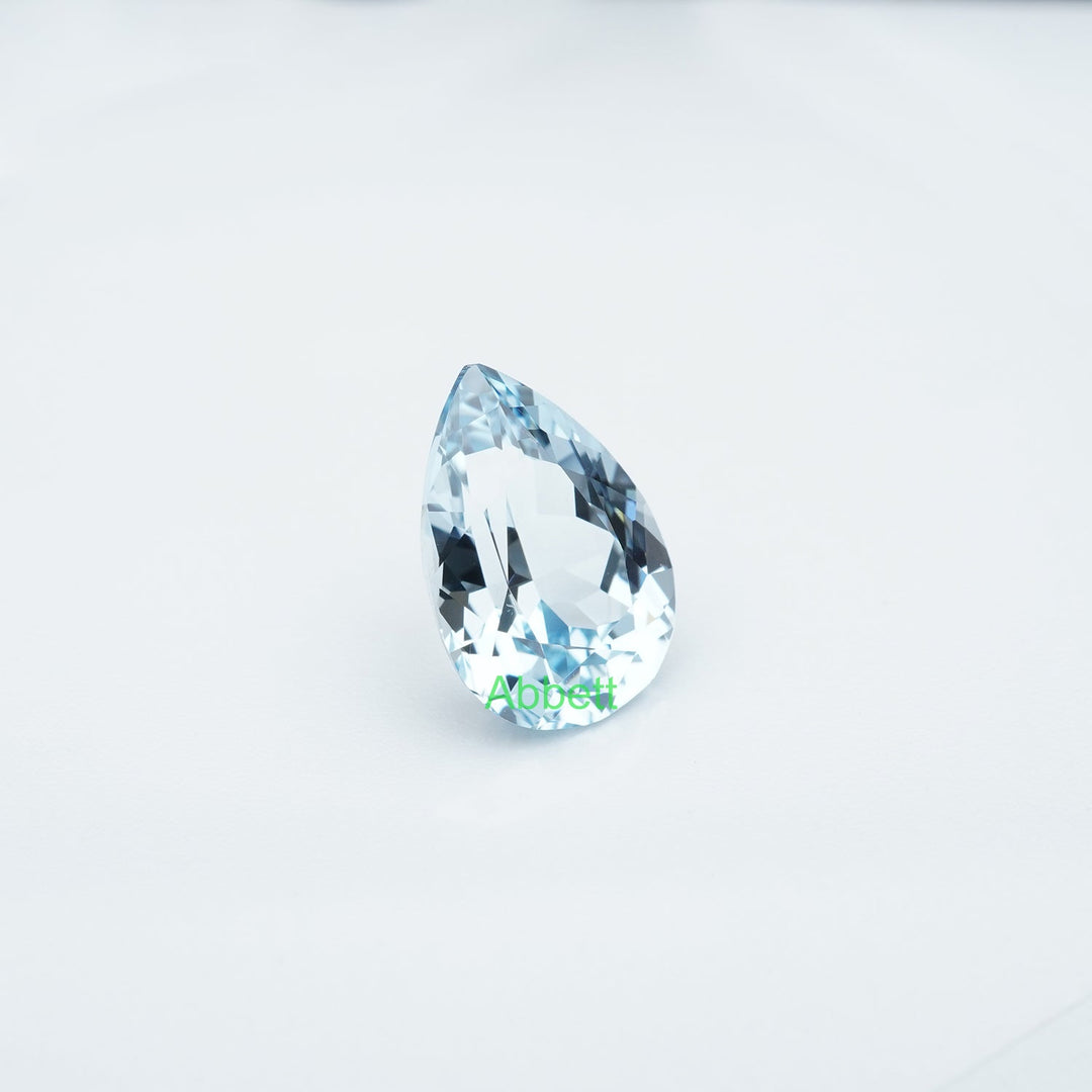 Pear lab grown aqua sapphire