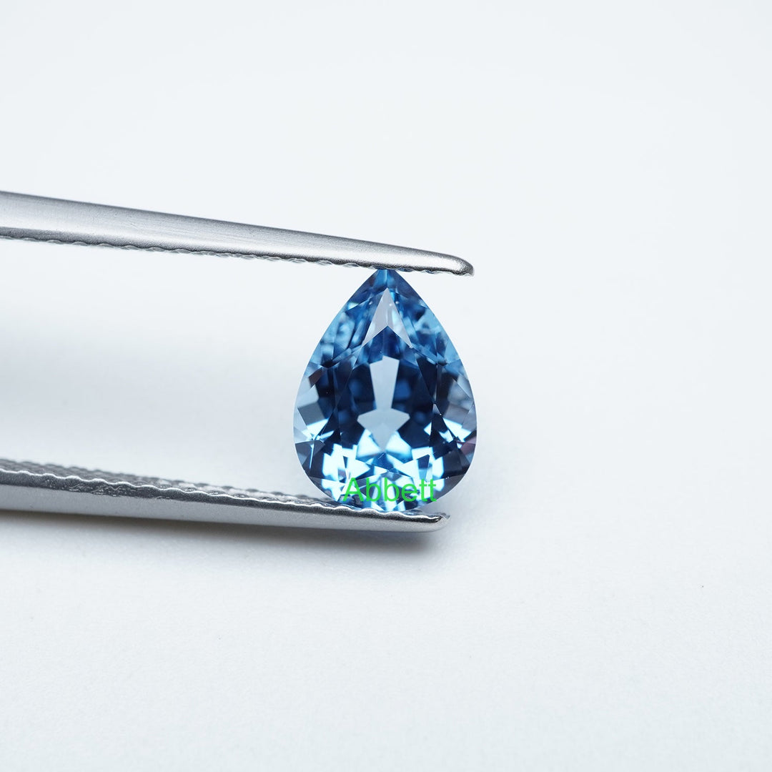 Pear lab grown aqua spinel
