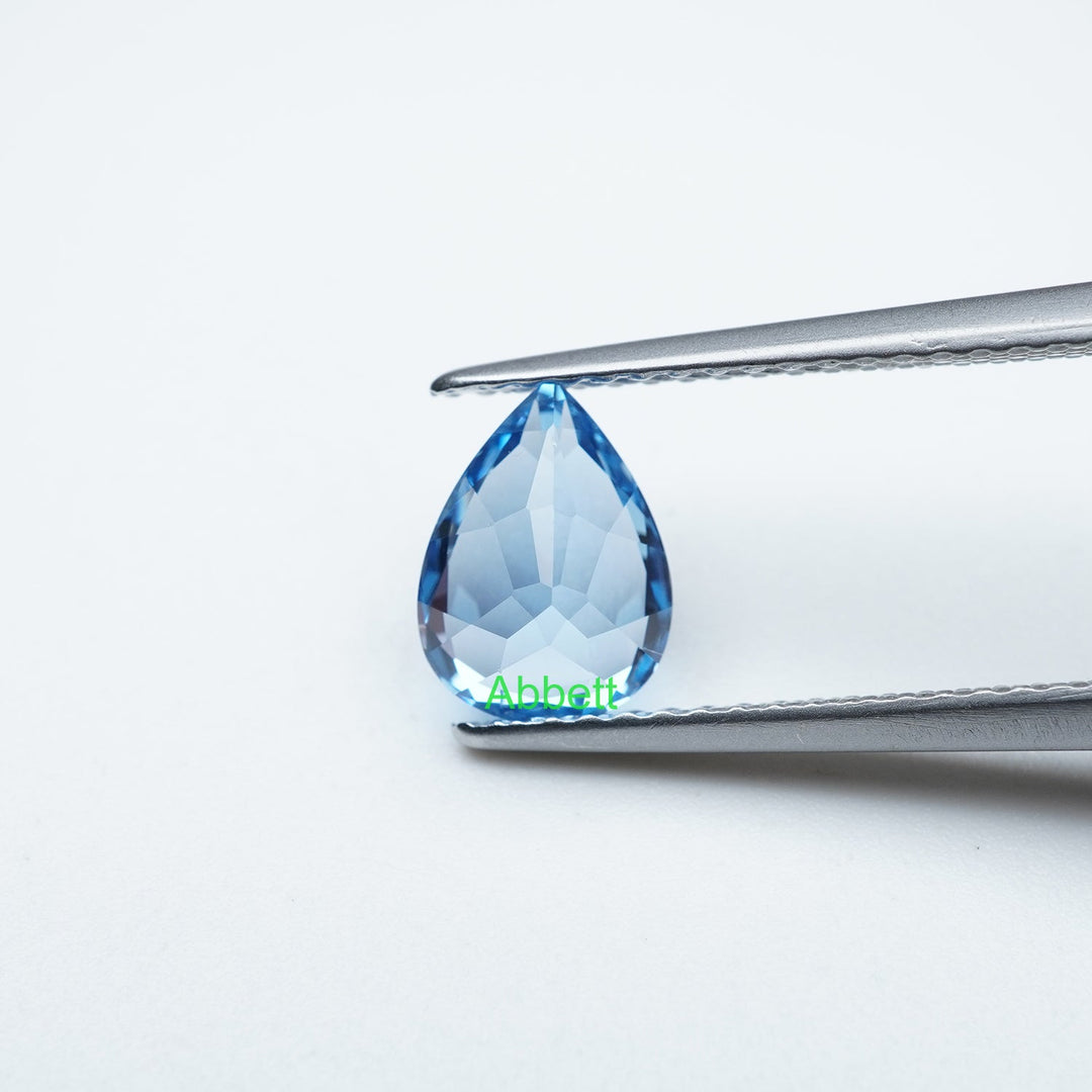 Pear lab grown aqua spinel