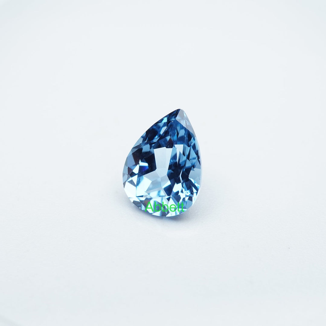 Pear lab grown aqua spinel