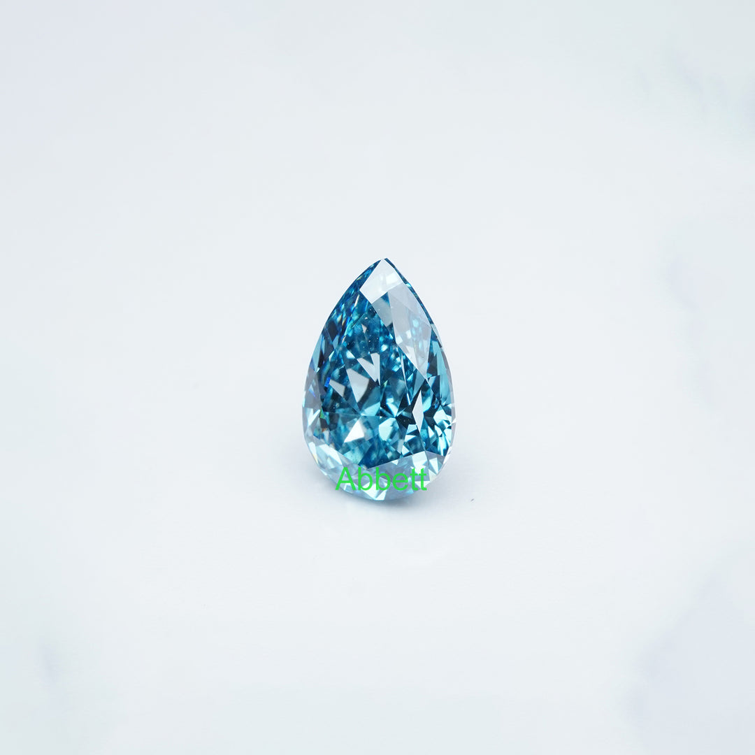 Pear lab grown blue diamond