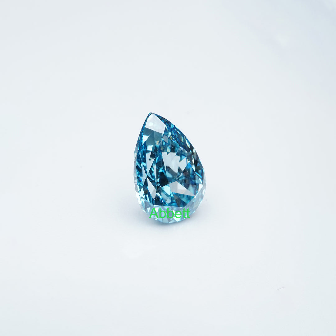 Pear lab grown blue diamond
