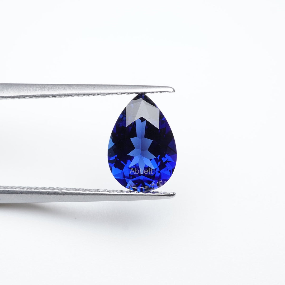 Pear lab grown blue sapphire