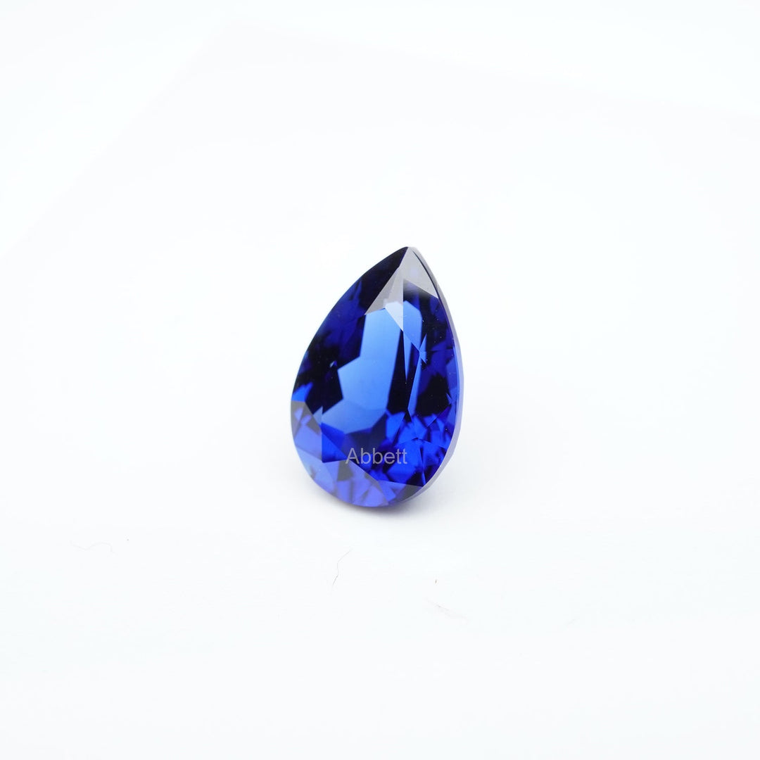 Pear lab grown blue sapphire