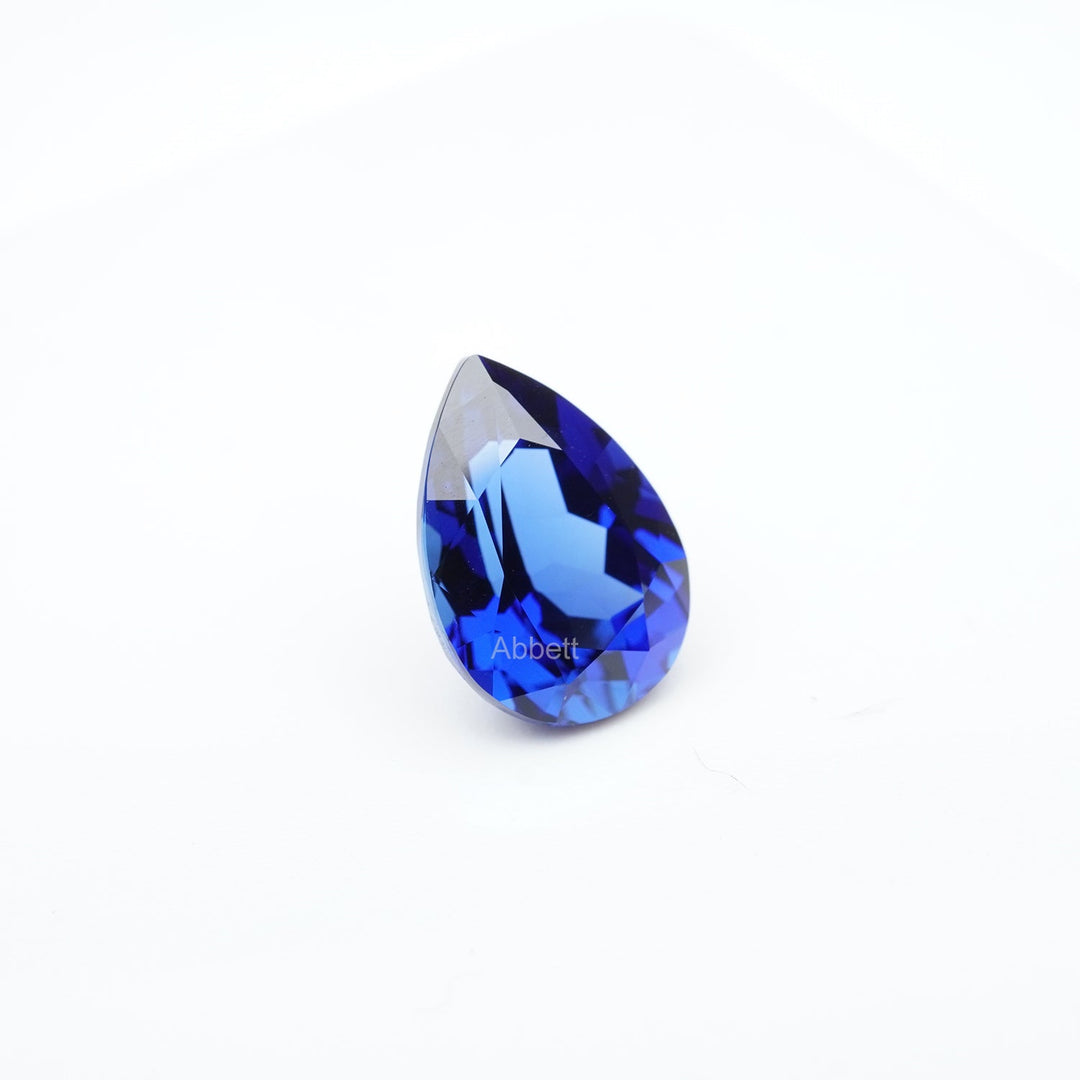 Pear lab grown blue sapphire