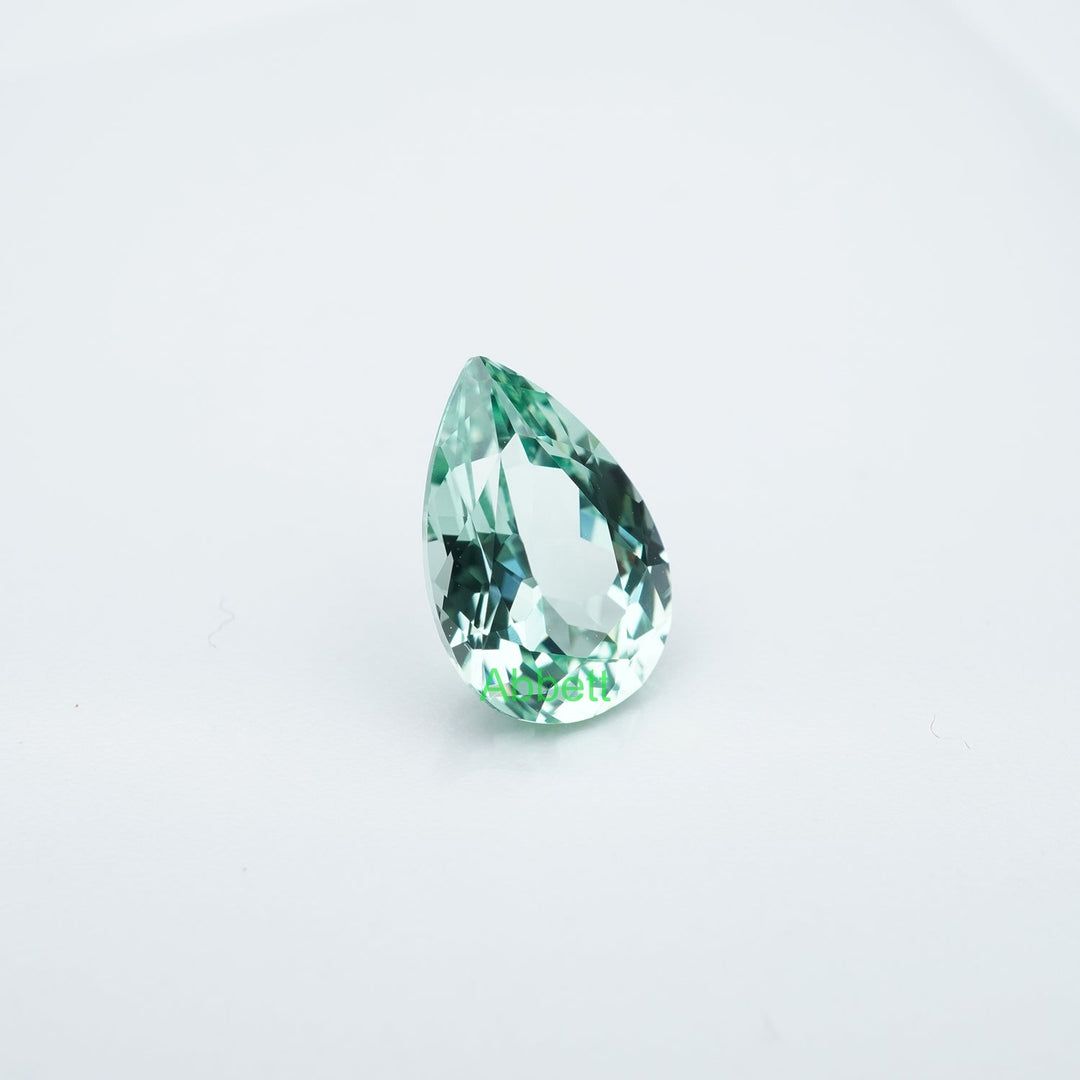 Pear lab grown green sapphire