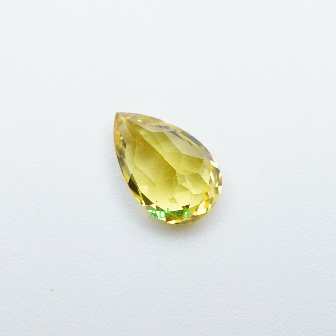 Pear lab grown yellow sapphire