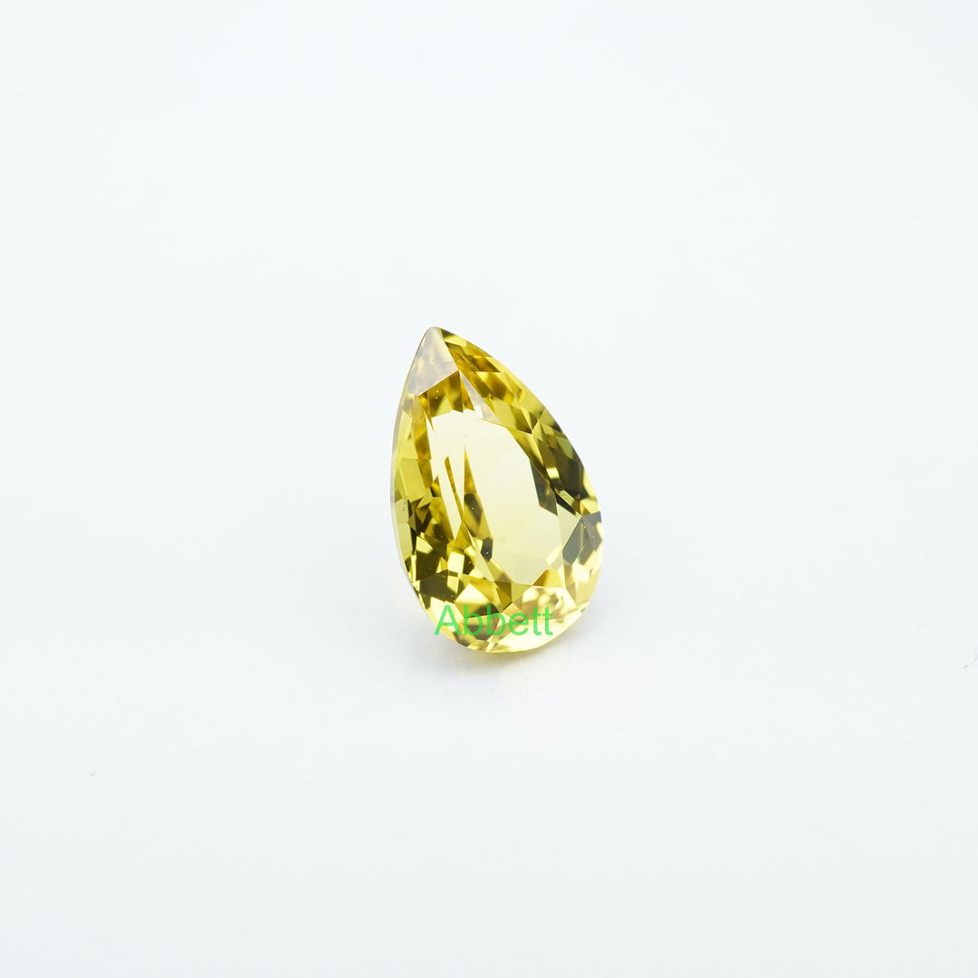 Pear lab grown yellow sapphire