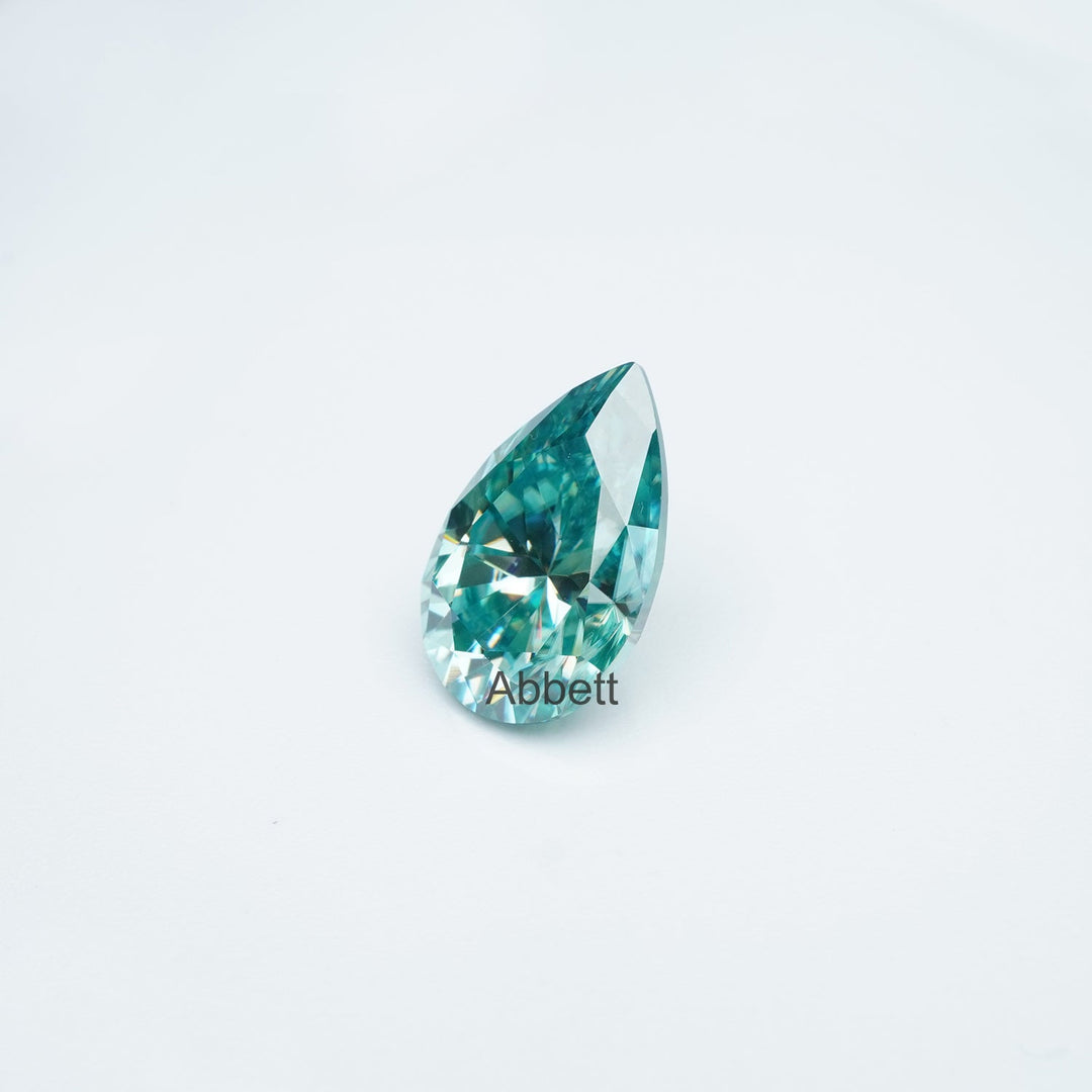Pear teal moissanite