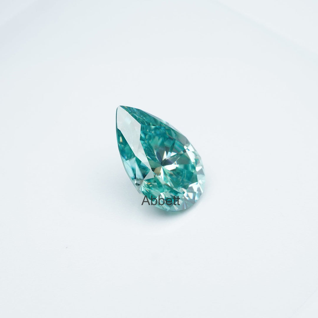 Pear teal moissanite