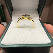 Princess Cut Lab Grown Alexandrite Ring | 0.8ct Square Milgrain & Diamond Accent Engagement Ring