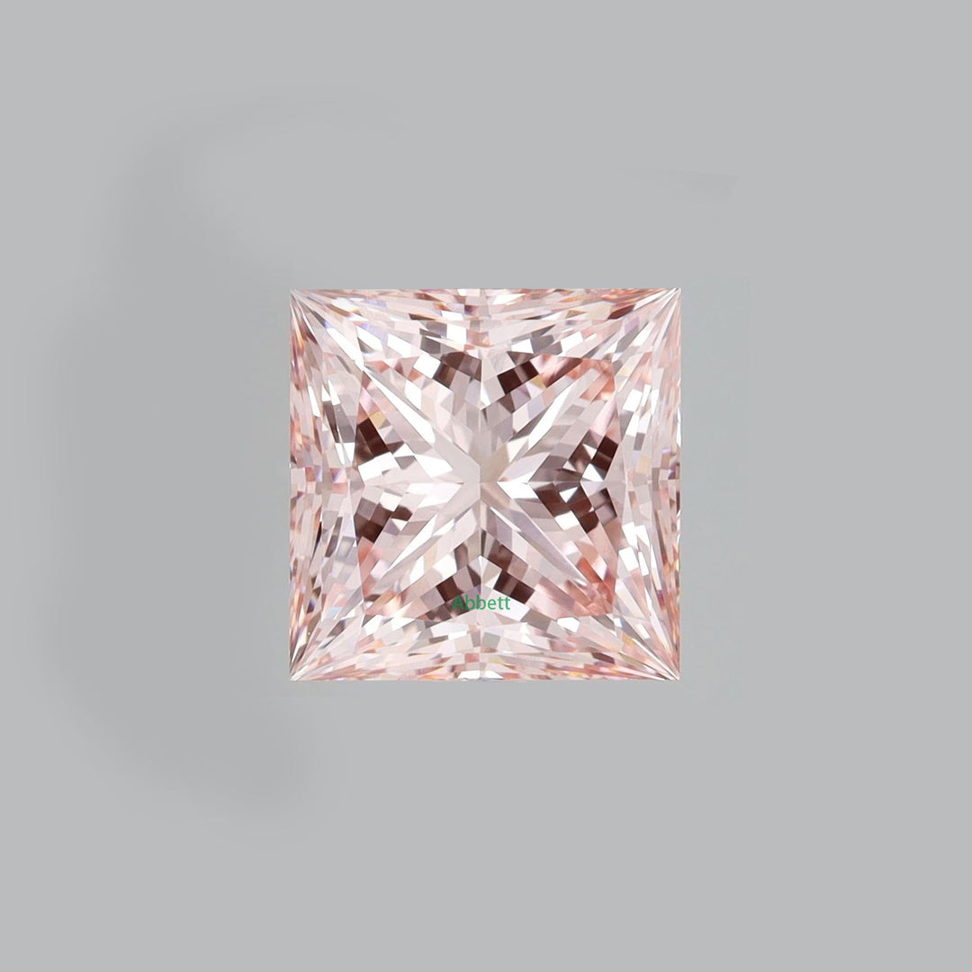 Square princess lab grown pink diamond