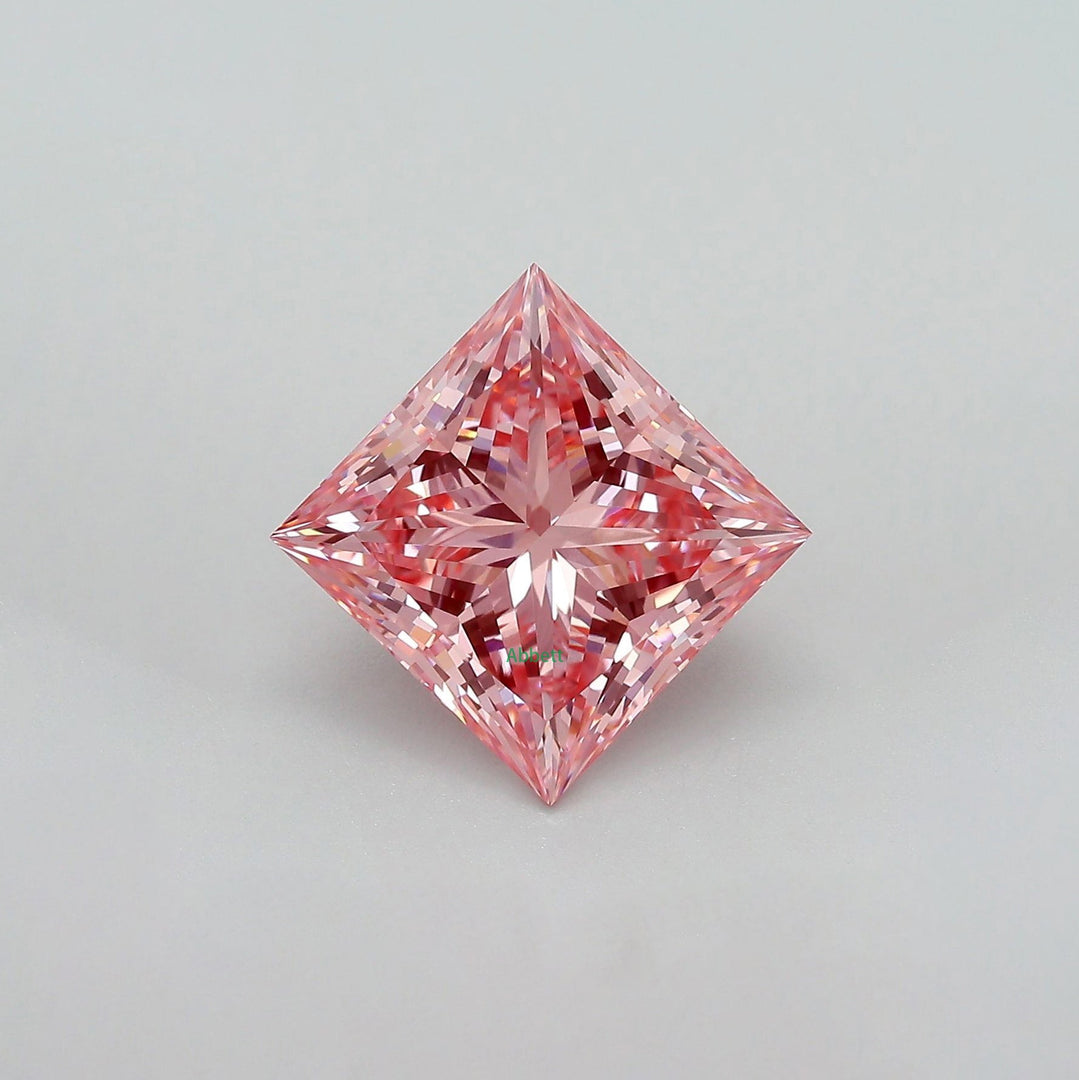 Square princess lab grown pink diamond