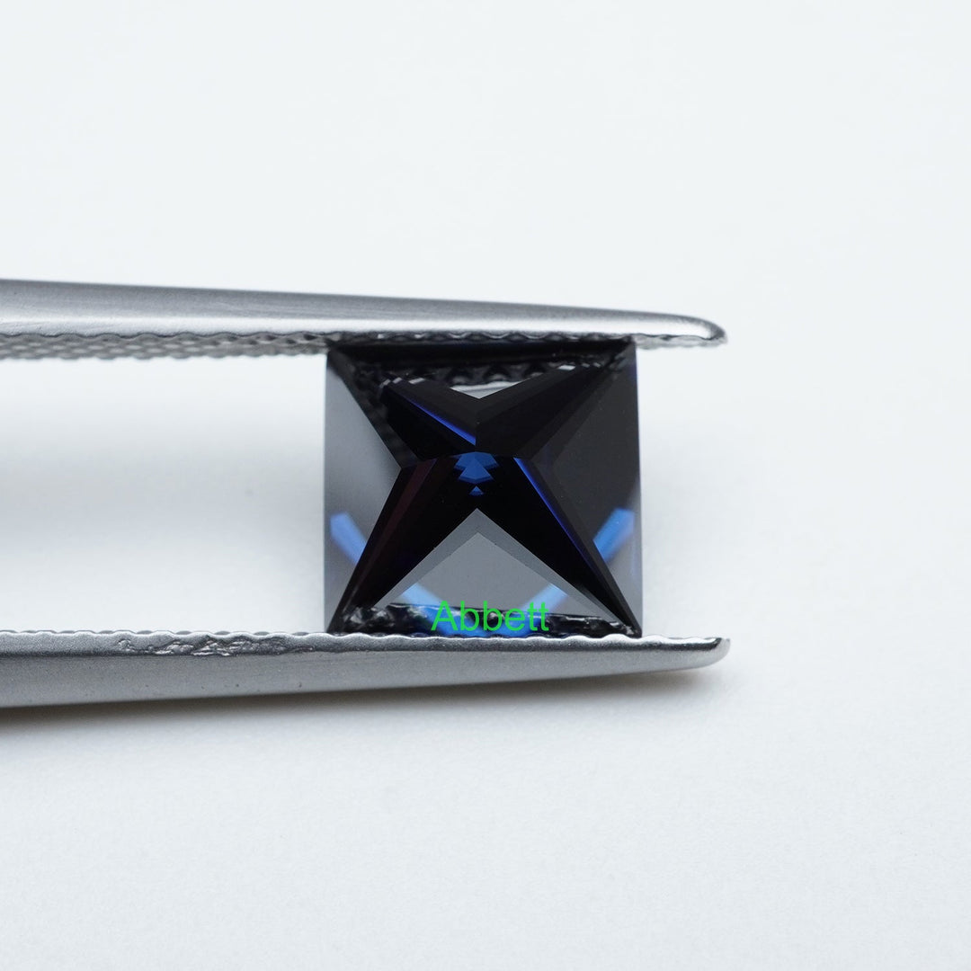 Square princess blue moissanite