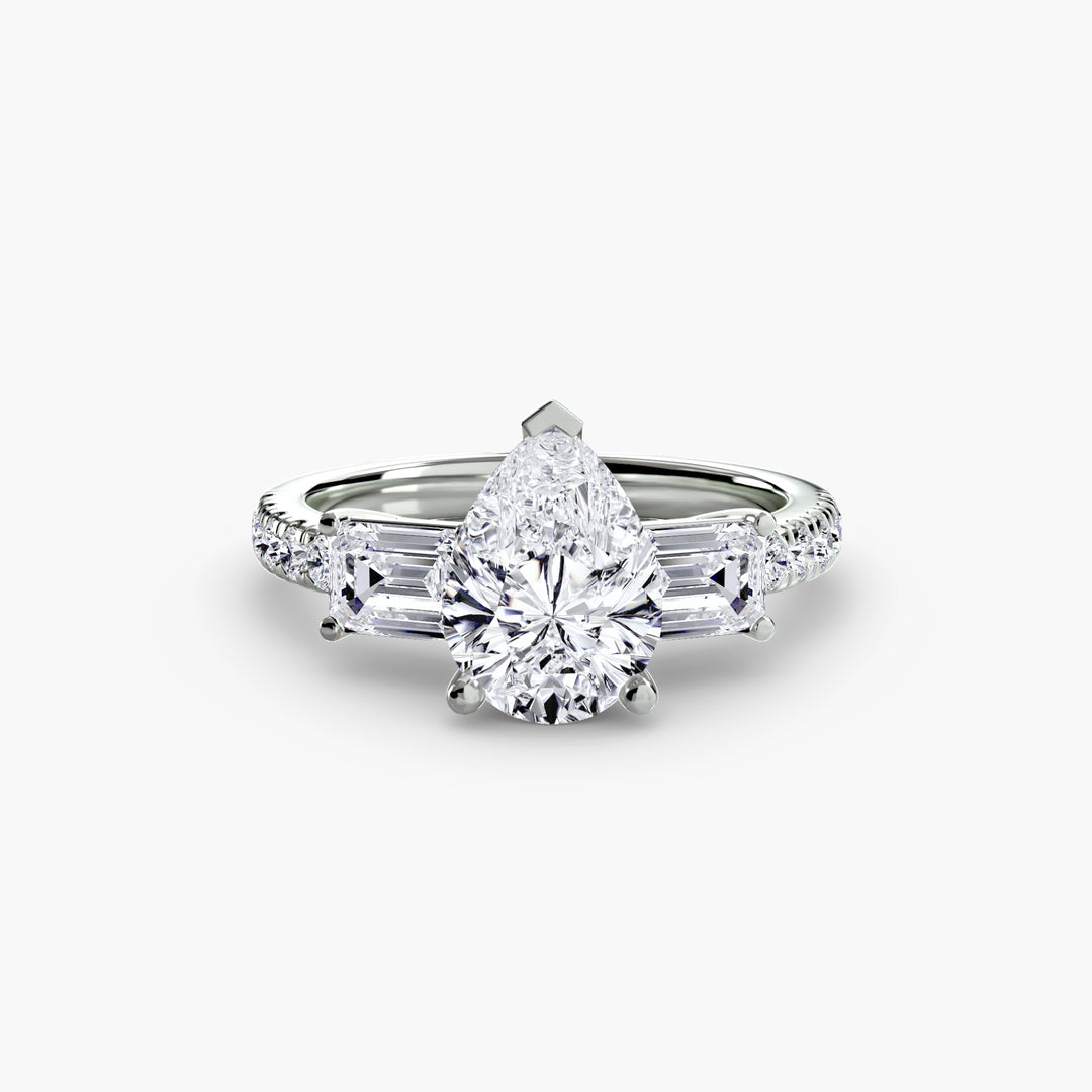 Three-Stone Ring with Pavé Band 4
