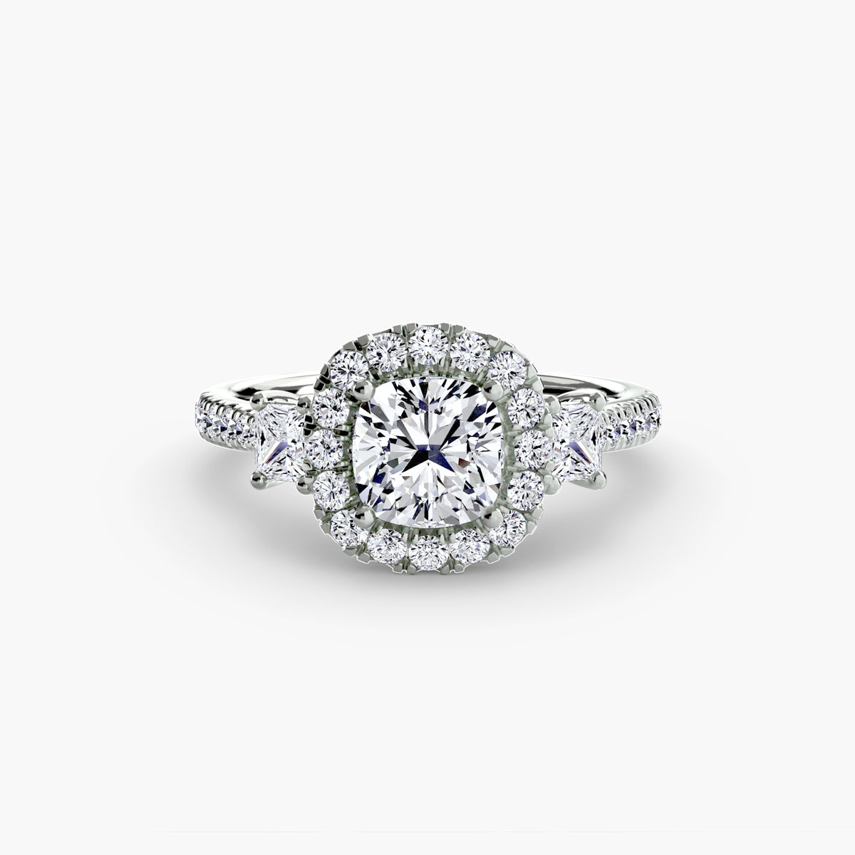 Three-Stone Ring with Halo 2