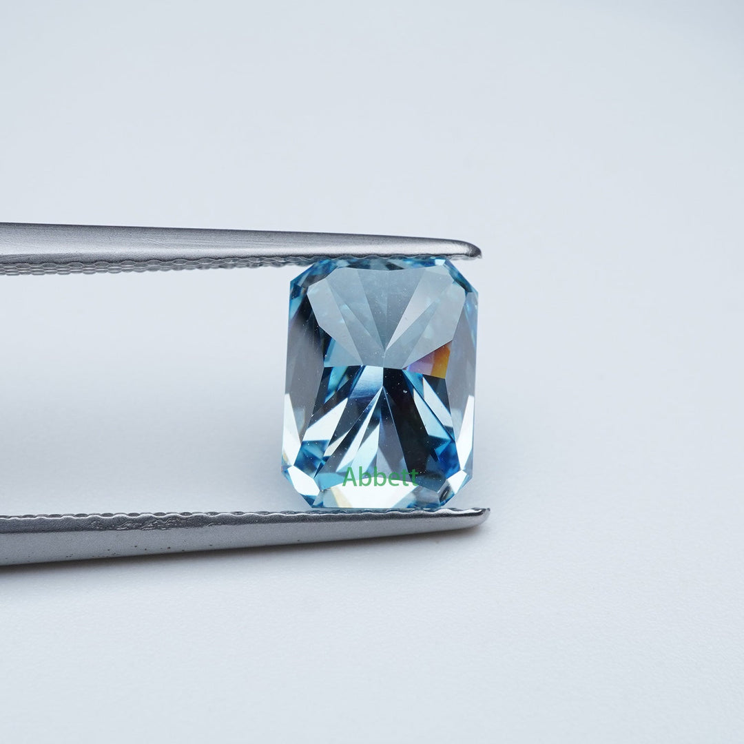 Radiant lab grown blue diamond