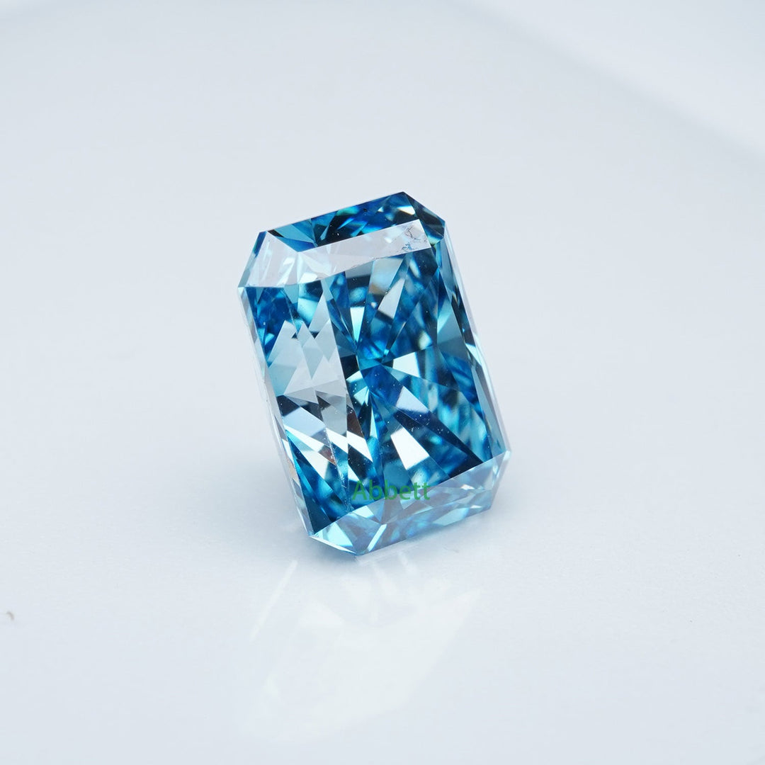 Radiant lab grown blue diamond