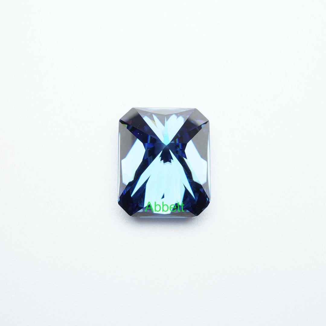 Radiant blue moissanite